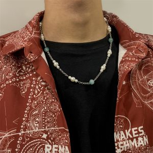 Collier homme perles