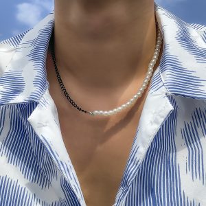 Collier perle et chaîne