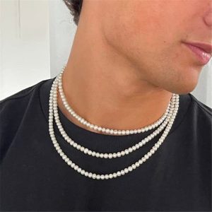 Collier perles blanches