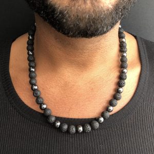 Collier perles noires