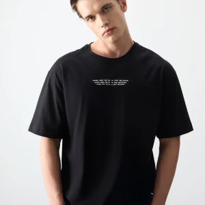 T-shirt homme oversize imprimé en coton épais 100 % au toucher doux - 88356