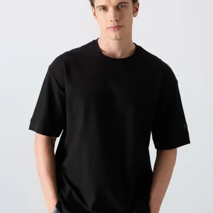 T-shirt homme oversize basic en coton épais à texture marquée - 88340