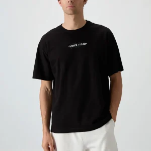 T-shirt homme oversize imprimé en coton épais texturé