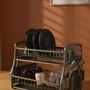 Égouttoir vaisselle double niveau en plastique