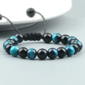 Bracelet homme œil de tigre bleu