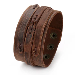Bracelet de force cuir marron homme
