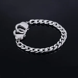Bracelet homme menotte argent