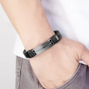 Bracelet metal cuir