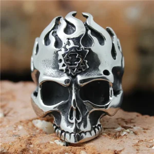 Bague acier homme biker