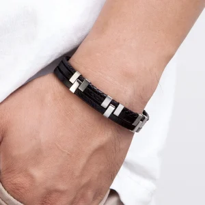 Bracelet acier et cuir