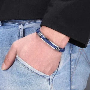 Bracelet pour hommes acier et cuir