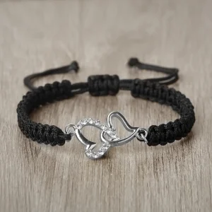 Bracelet cordon coeur argent