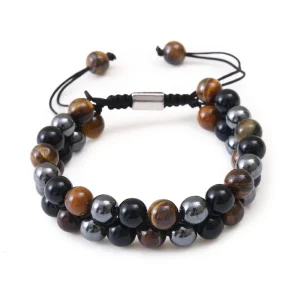 Bracelet en œil de tigre et hématite