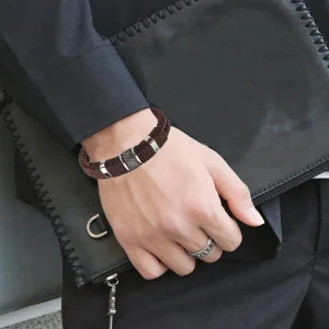 Bracelet tressé cuir homme