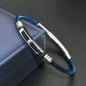 Bracelet acier bleu homme
