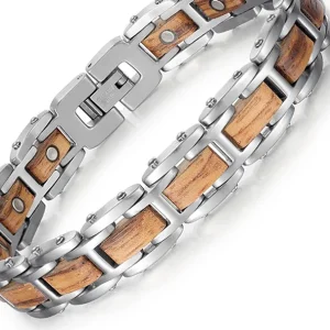 Bracelet homme bois et acier