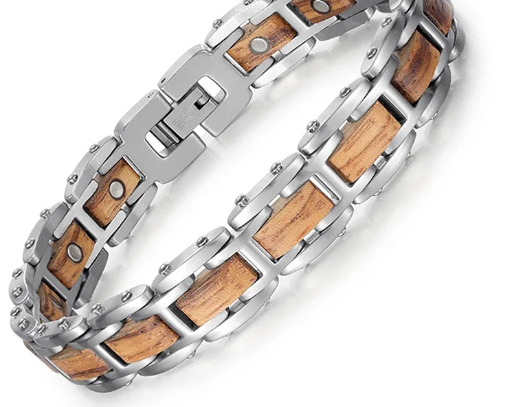 Bracelet homme bois et acier