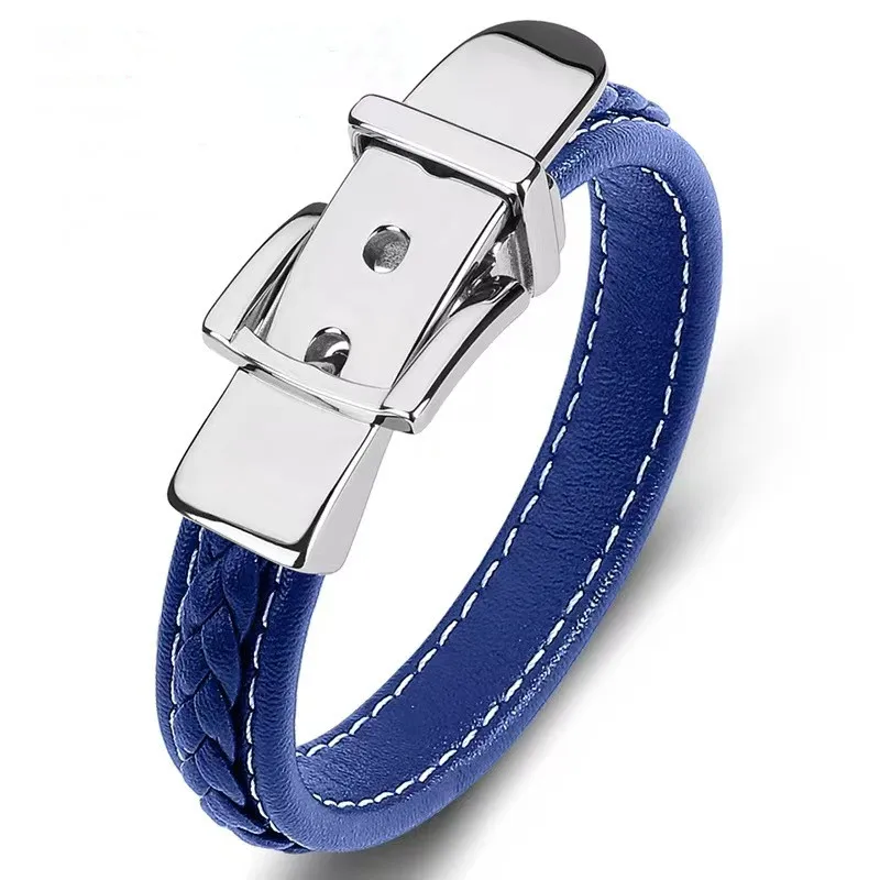 Bracelet cuir et acier pour homme – Image 5