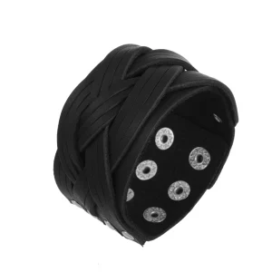 Bracelet de force cuir noir homme