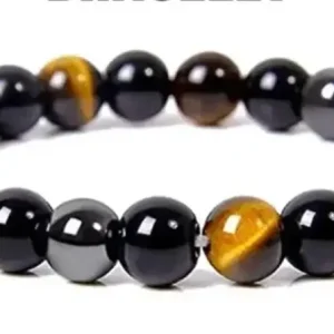 Bracelet de vie homme œil de tigre hématite obsidienne noire