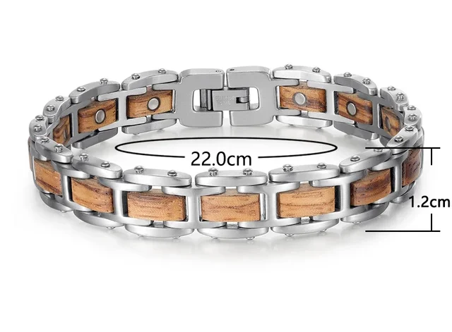 Bracelet homme bois et acier – Image 3