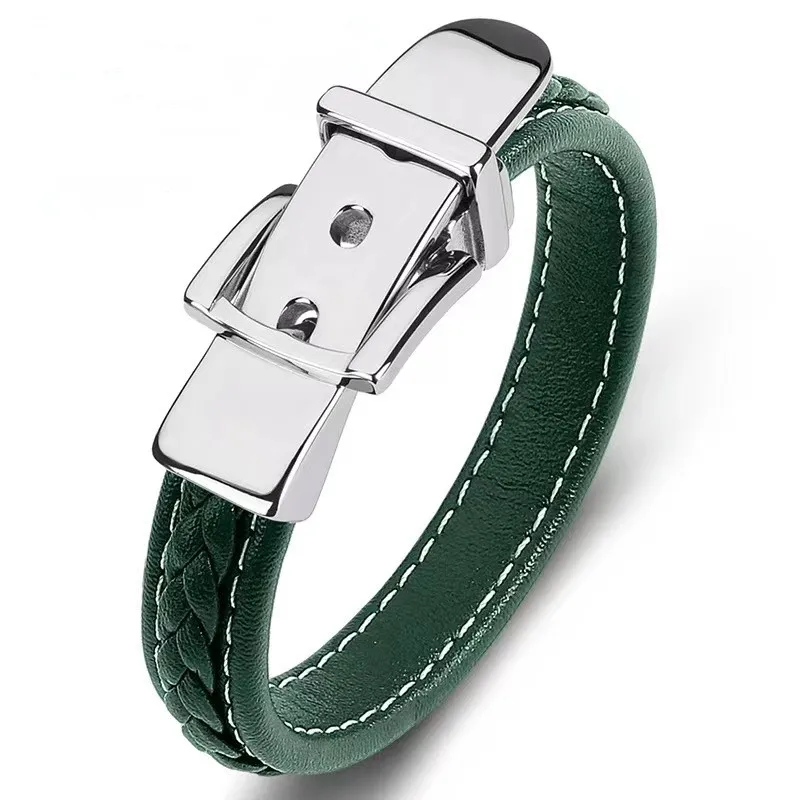 Bracelet cuir et acier pour homme – Image 3