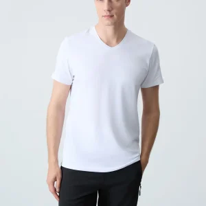 T-shirt homme basique col V manches courtes coupe standard- 87912