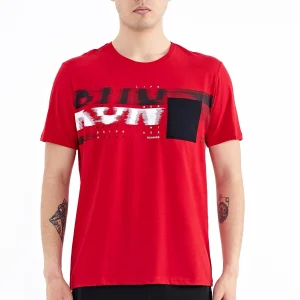 T-shirt pour homme à col rond avec détail imprimé sur la poche avant –  88200