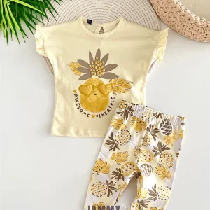 Ensemble 2 pièces fille – Collants ananas - coton