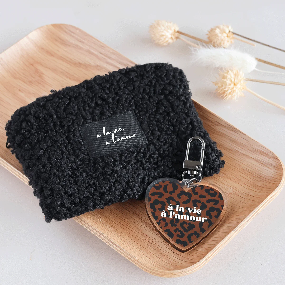 Porte-monnaie moumoute - Noir, A la vie, A l'amour – Image 2