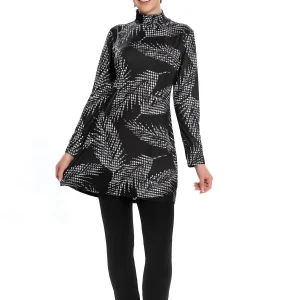 Maillot de bain modeste complet avec motif digital de feuilles