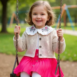 Tenue Élégante 3 Pièces pour Fille - Jupe Chic, Blouse Blanche et Veste Tricotée